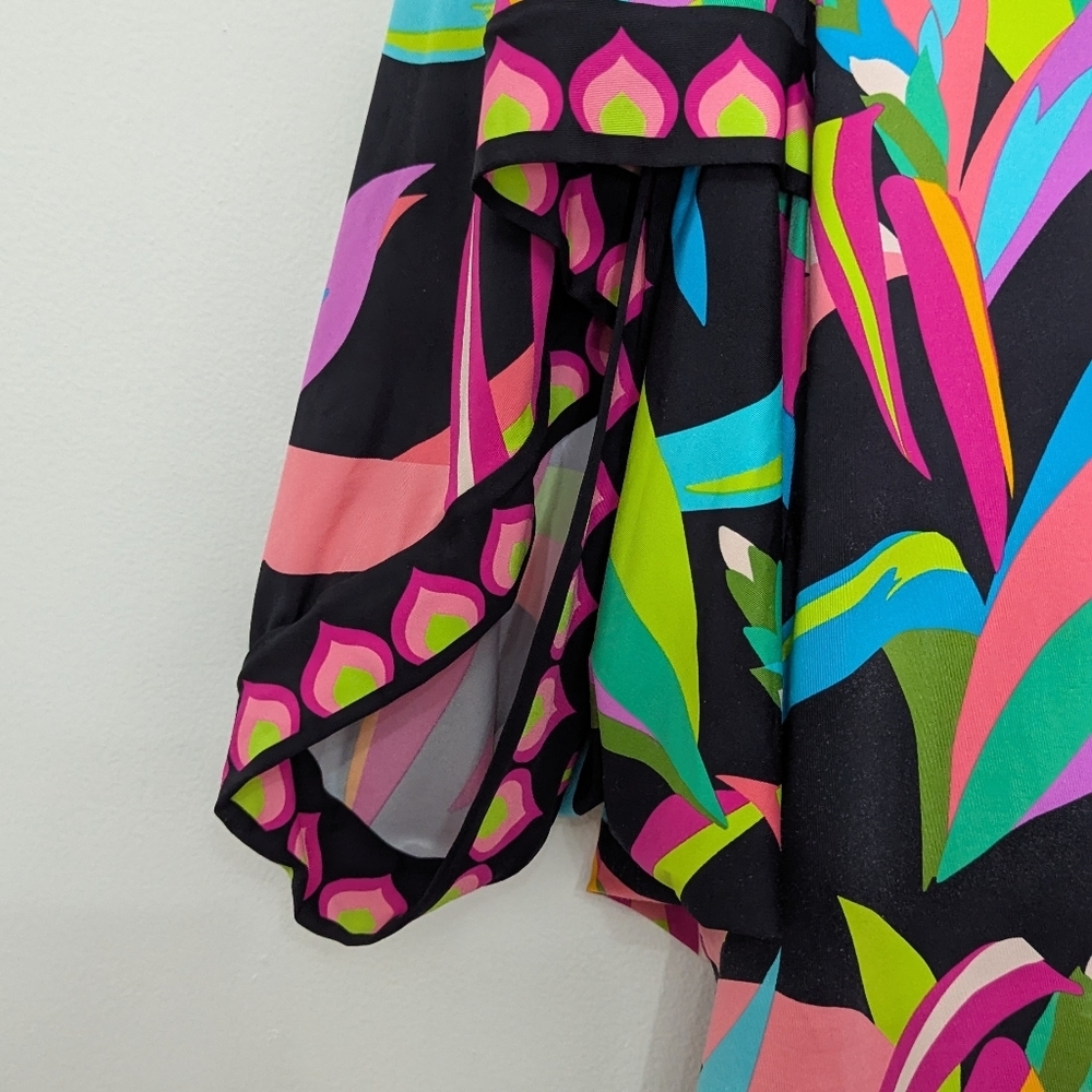 Trina Turk Cover Up Dress Small Black Birds Of Paradise Tunic - Picture 6 of 9